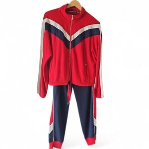 Tommy Hilfiger Sport 2-Piece Tracksuit Set Sz  XL/L Red Navy Travel & Loungewear